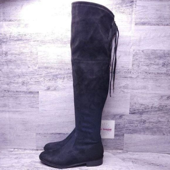 Marc Fisher Over the Knee Tall Faux Suede Flat Boot Black Women's sz 7 - Picture 5 of 13